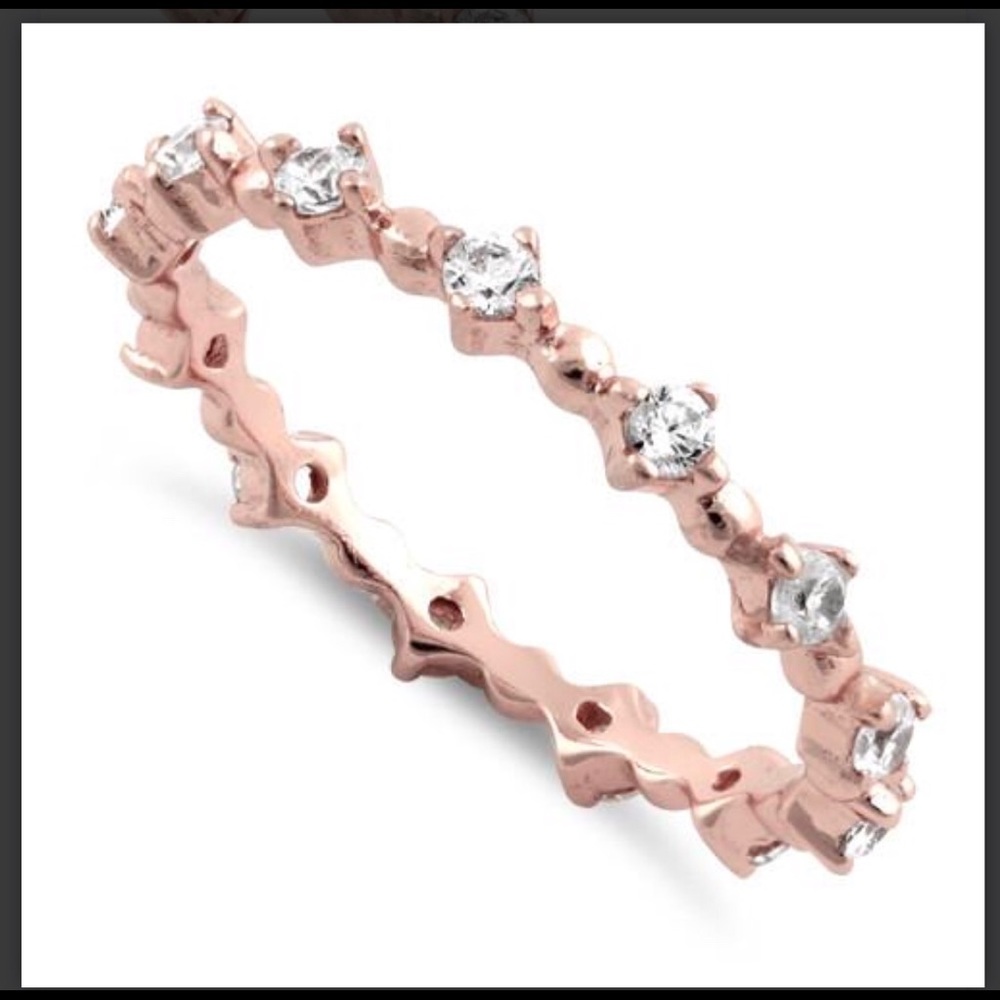 14k Rose Gold Eternity CZ Ring - Picture 5 of 8